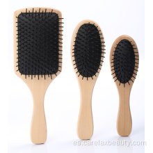 Cepillo para peinar el pelo de madera con cerdas de bambú